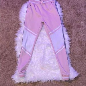 Pink and white Love joggers